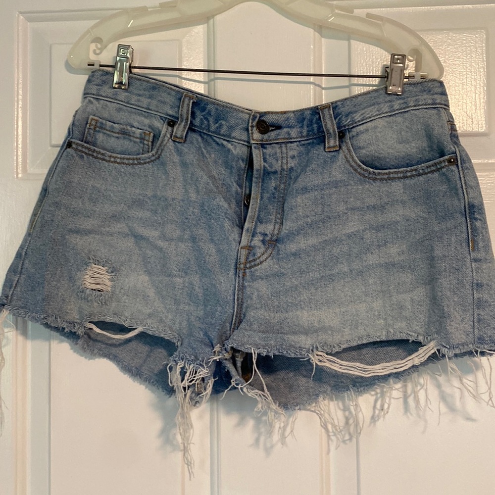 Hidden size, large, jean shorts, button fly